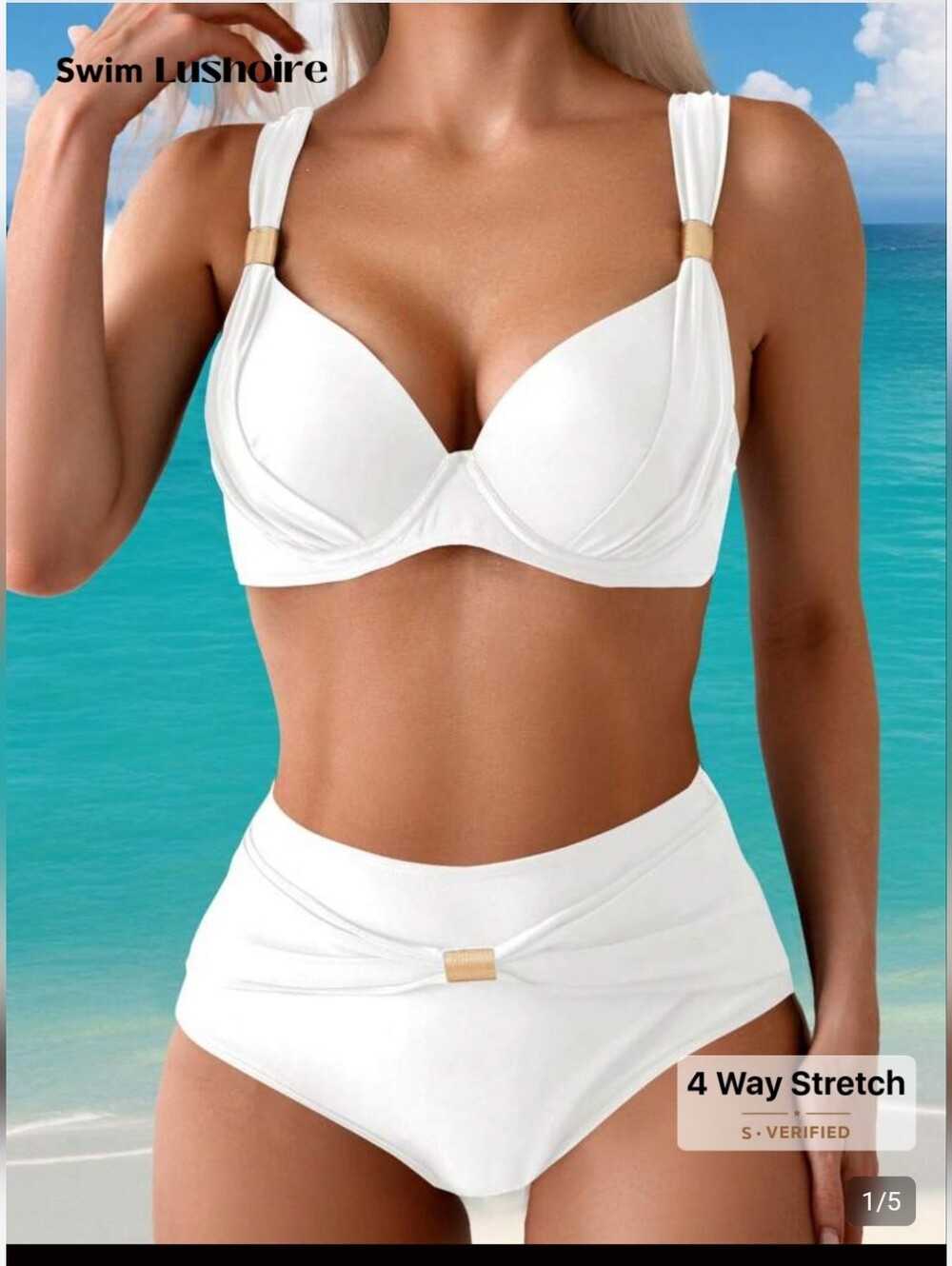 Women's White High-Waist Bikini Set